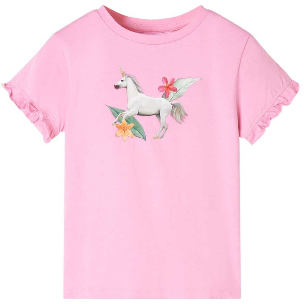 Camisa para niños de Vidaxl con mangas cortas 128 Rosa brillante