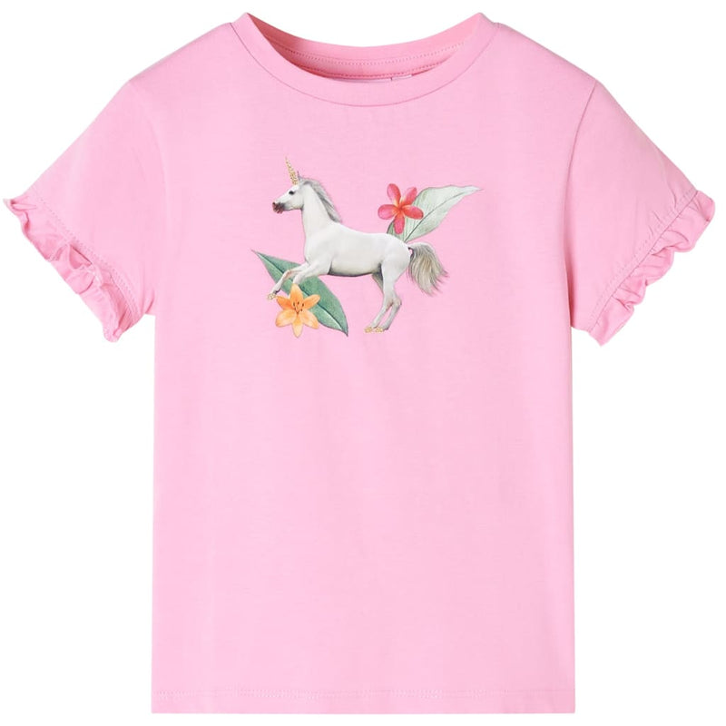 Camicia per bambini Vidaxl con maniche corte 128 rosa brillante