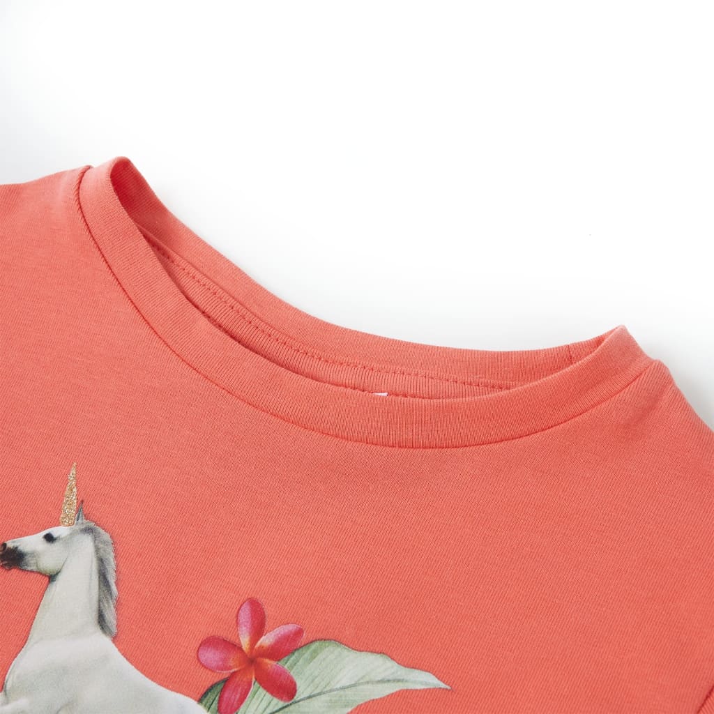 Camisa para niños de Vidaxl con mangas cortas 104 Coral -Colored