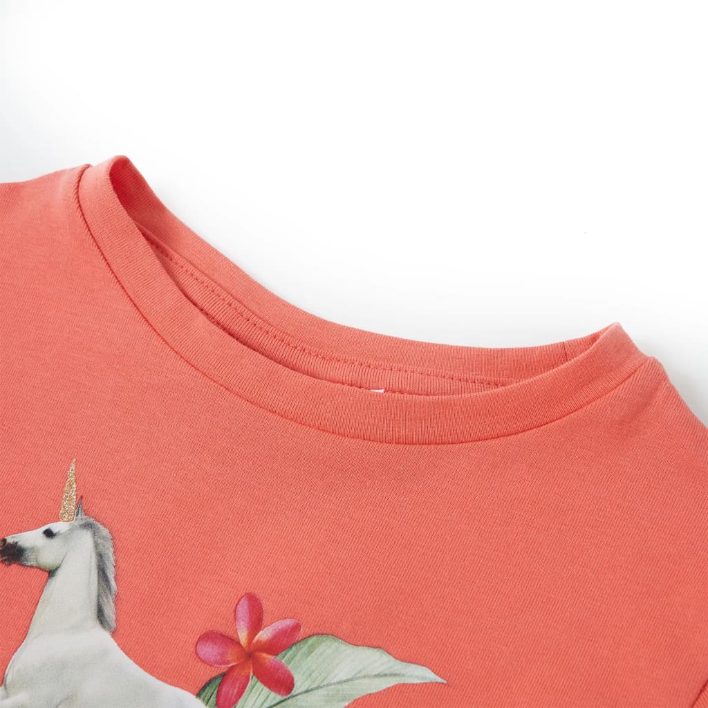 Camisa para niños de Vidaxl con mangas cortas 116 Coral -Colored