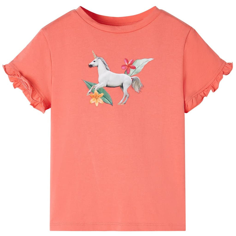 Camicia per bambini Vidaxl con maniche corte 140 corallo