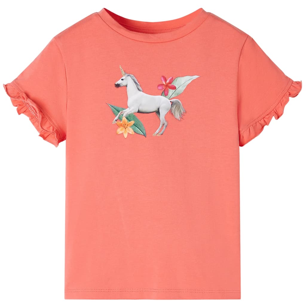 Camicia per bambini Vidaxl con maniche corte 140 corallo