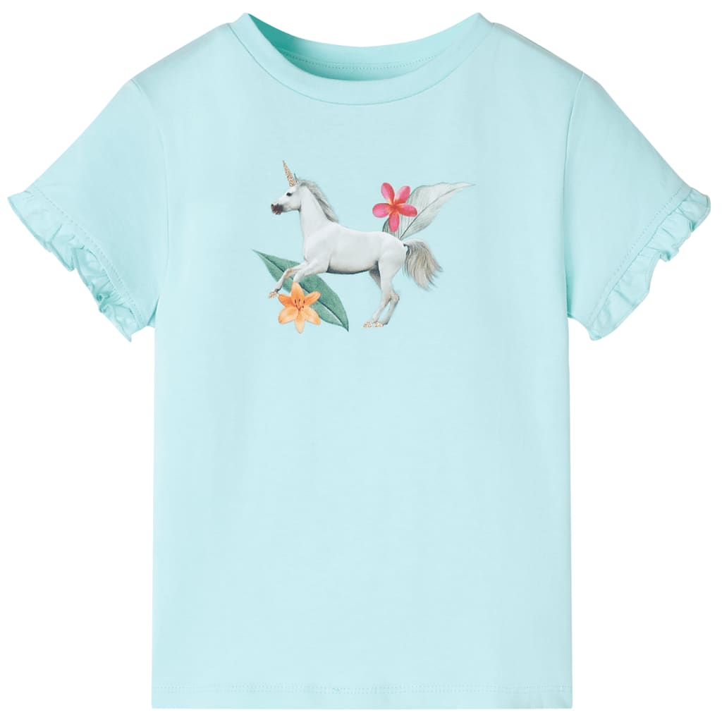 Camicia per bambini Vidaxl con maniche corte 116 Blu chiaro