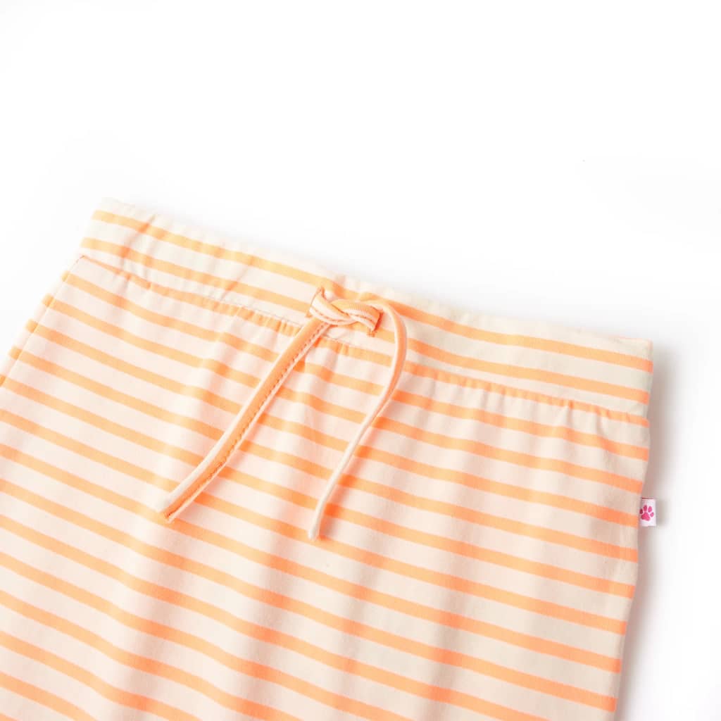 Vidaxl Falda infantil recta con rayas 128 Naranja fluorescente