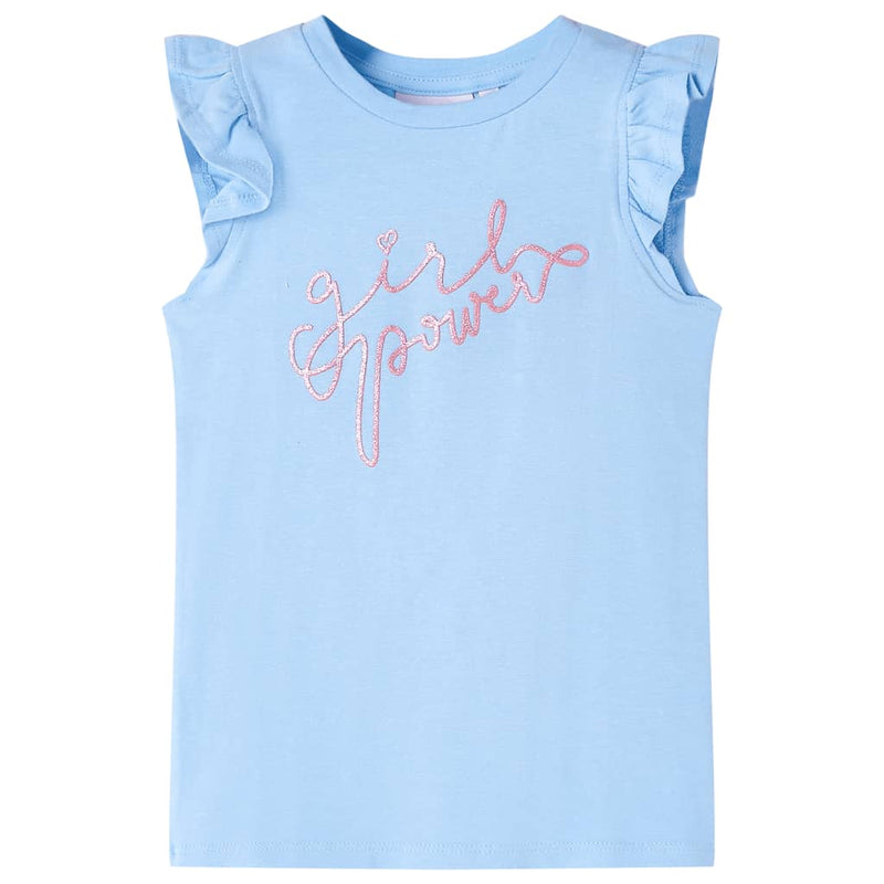 Camisa para niños de Vidaxl con volantes en las mangas 116 azul claro