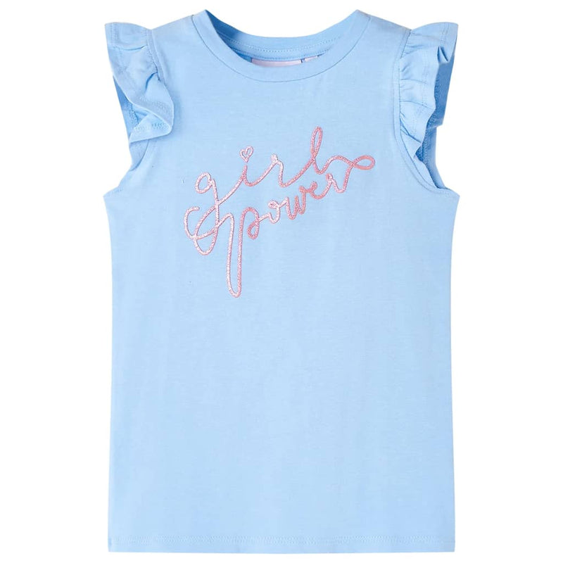 Camisa para niños de Vidaxl con volantes en las mangas 140 azul claro