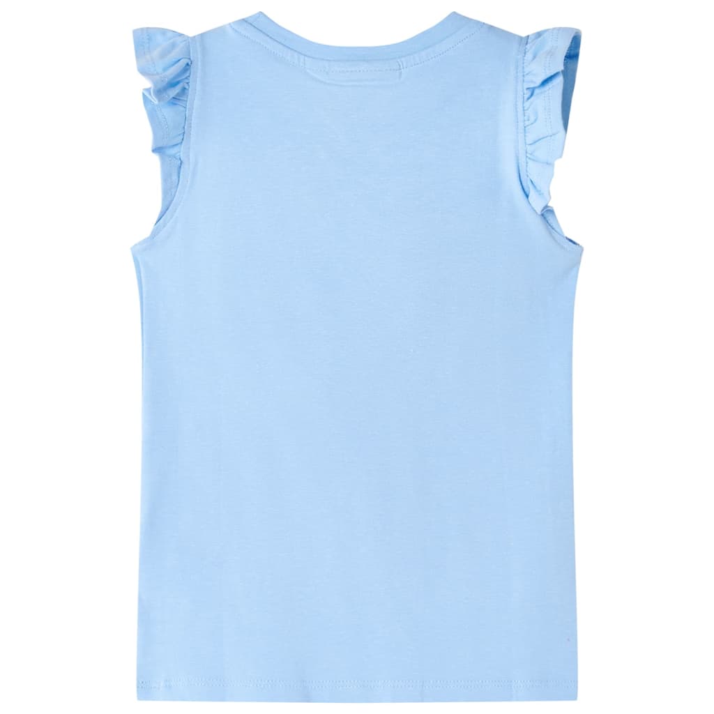 Camisa para niños de Vidaxl con volantes en las mangas 140 azul claro