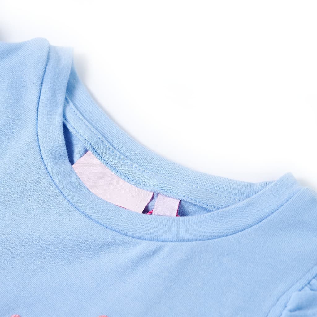 Camisa para niños de Vidaxl con volantes en las mangas 140 azul claro