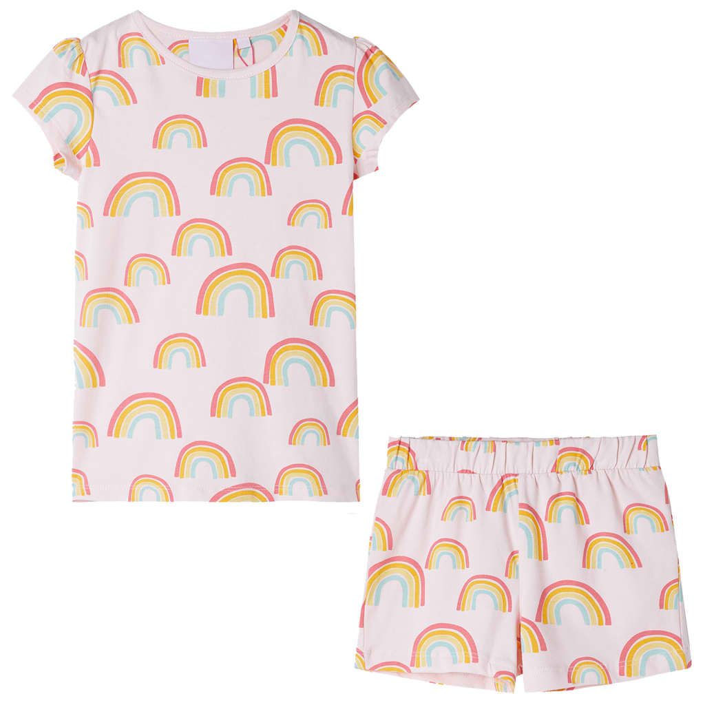 Vidaxl pijama para niños con mangas cortas 116 rosa suave