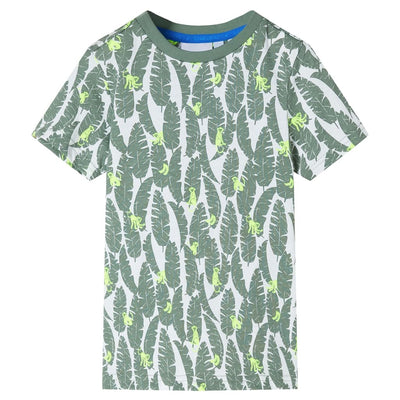 Vidaxl Children's Shirt 104 Ecru e Donkerklimopgroen