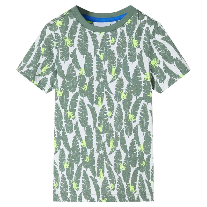 Vidaxl Children's Shirt 104 Ecru e Donkerklimopgroen