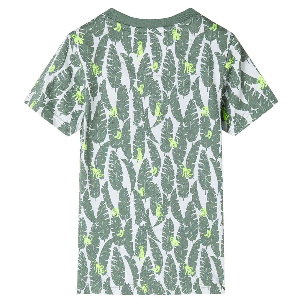 Vidaxl Children's Shirt 104 Ecru e Donkerklimopgroen