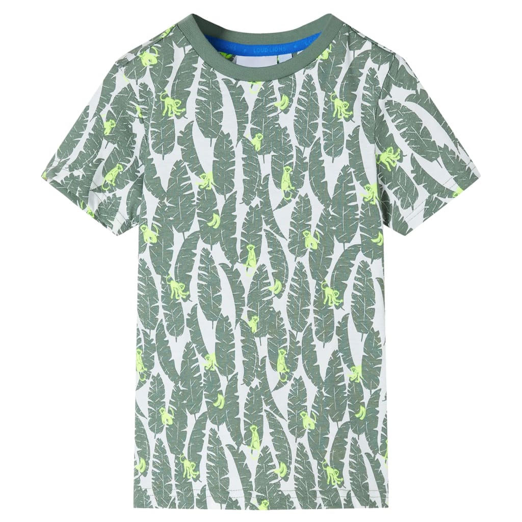 Vidaxl Children's Shirt 116 Ecru e Donkerklimopgroen