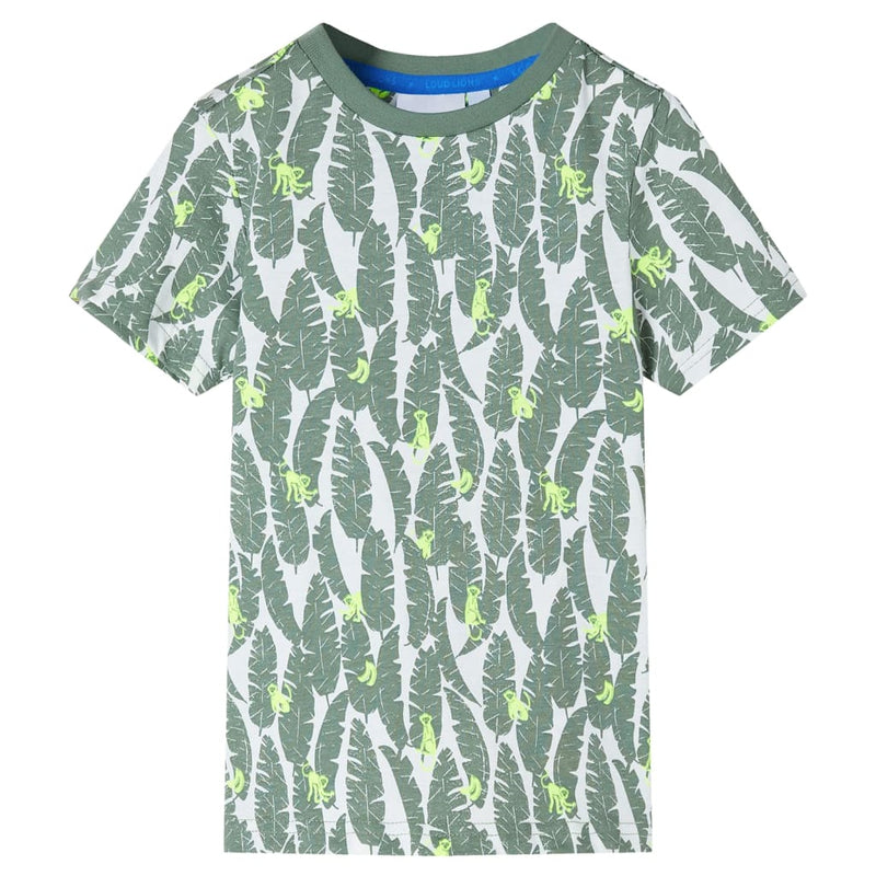 Vidaxl Children's Shirt 116 Ecru e Donkerklimopgroen