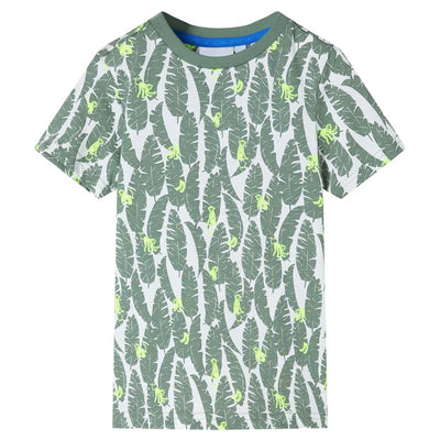 Vidaxl Children's Shirt 140 Ecru e Donkerklimopgroen