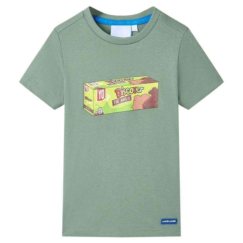 Camicia per bambini Vidaxl con maniche corte 116 kakikentig