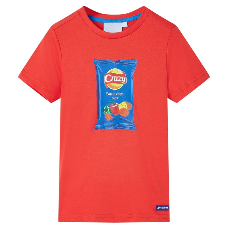 Camicia per bambini Vidaxl con maniche corte 116 rossa