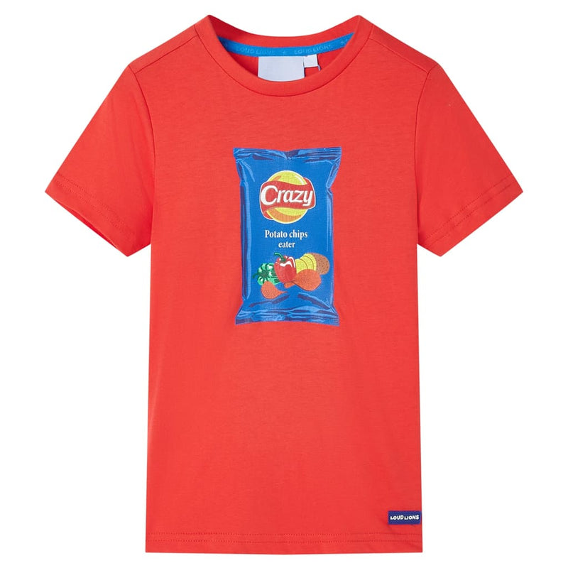 Camicia per bambini Vidaxl con maniche corte 128 rossa
