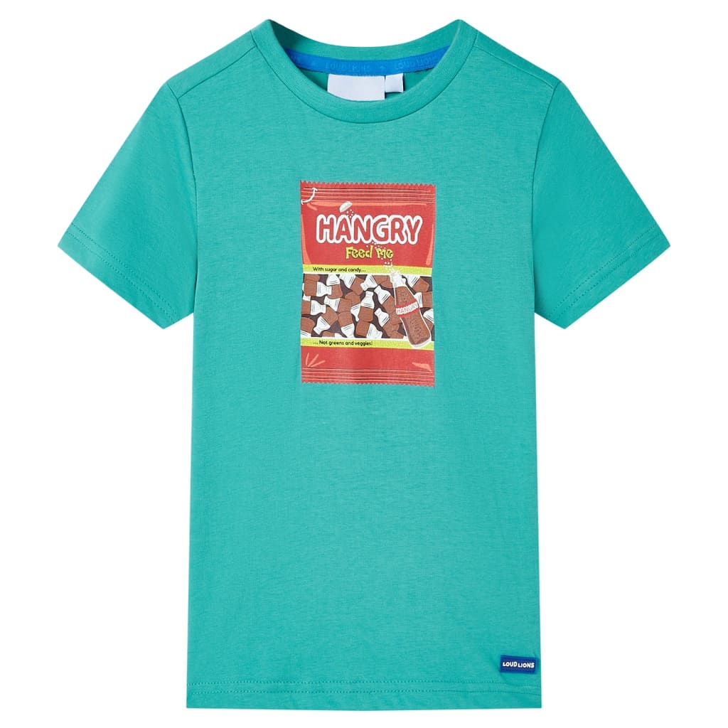 Camicia per bambini Vidaxl con maniche corte 116 menta scura colorata