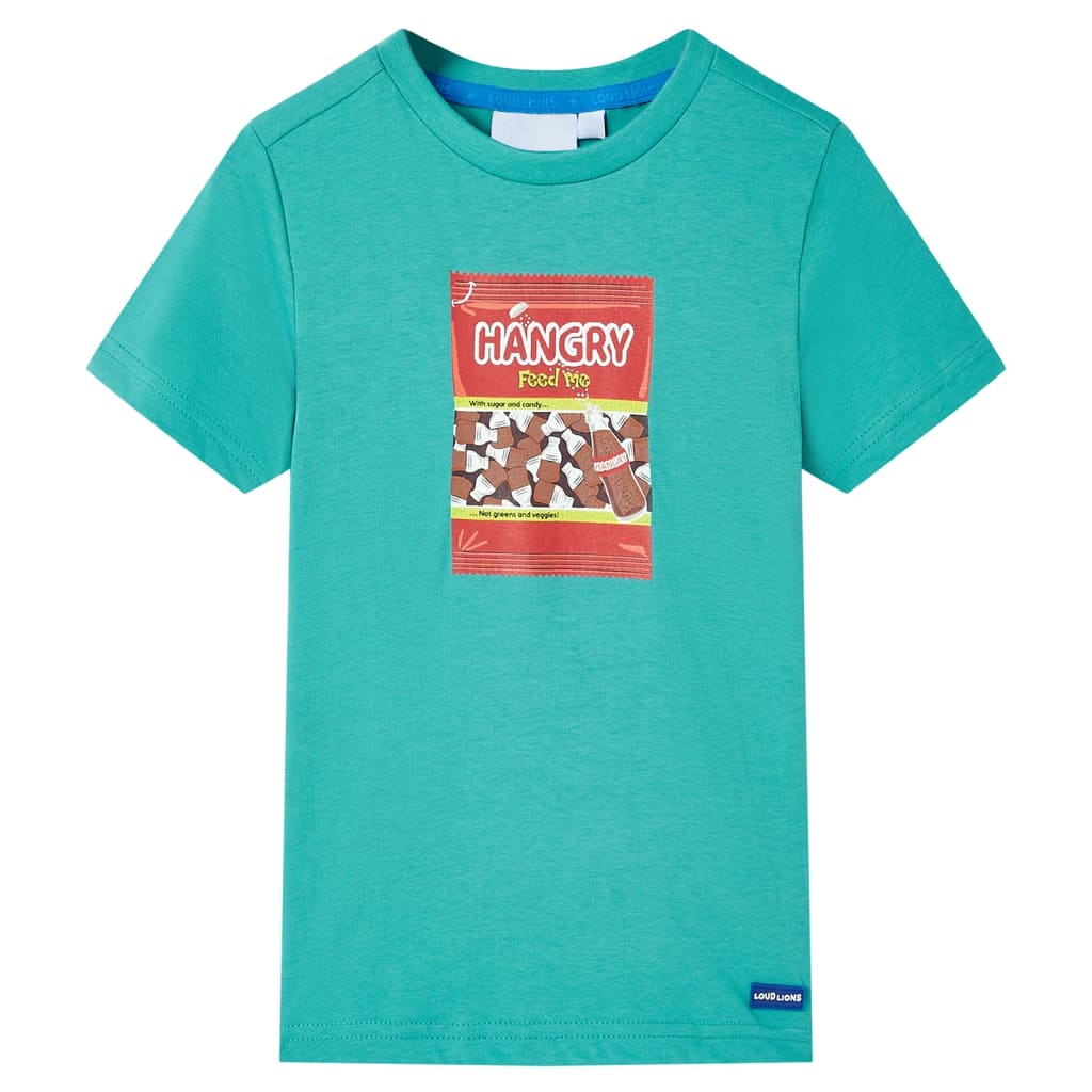 Camicia per bambini Vidaxl con maniche corte 140 menta scura colorata