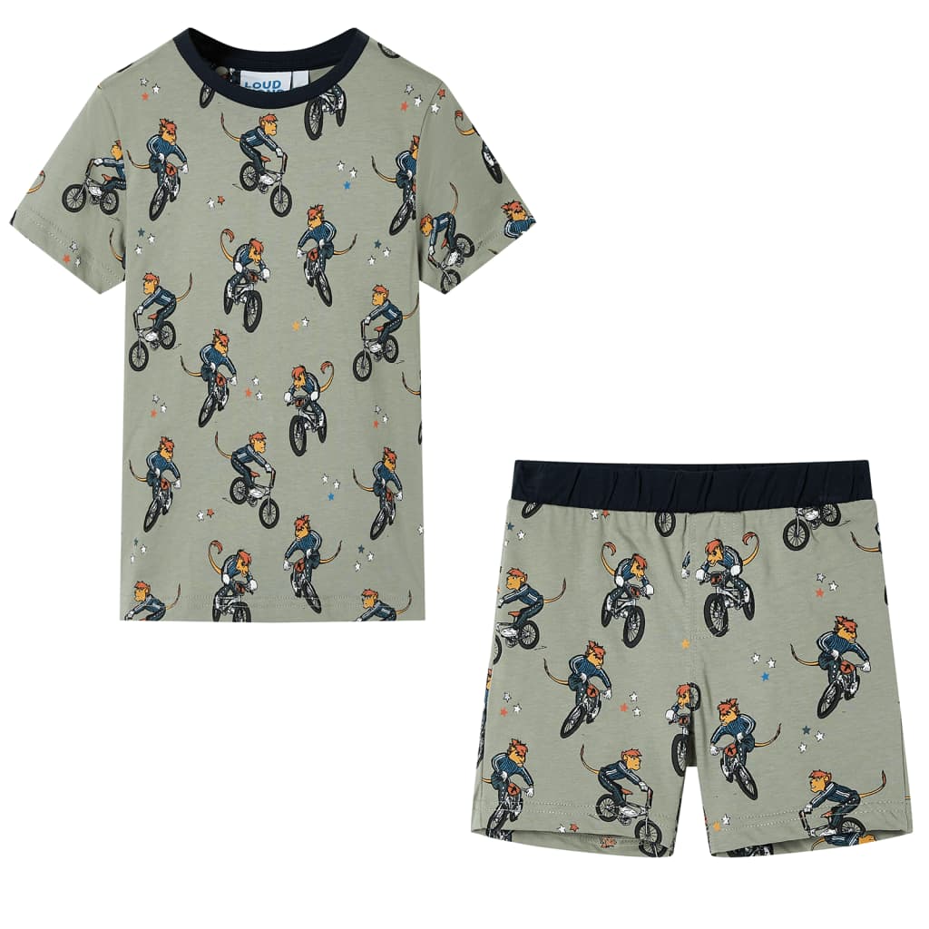 Vidaxl Children's Pigjamas con maniche corte 104 Lichtkaki