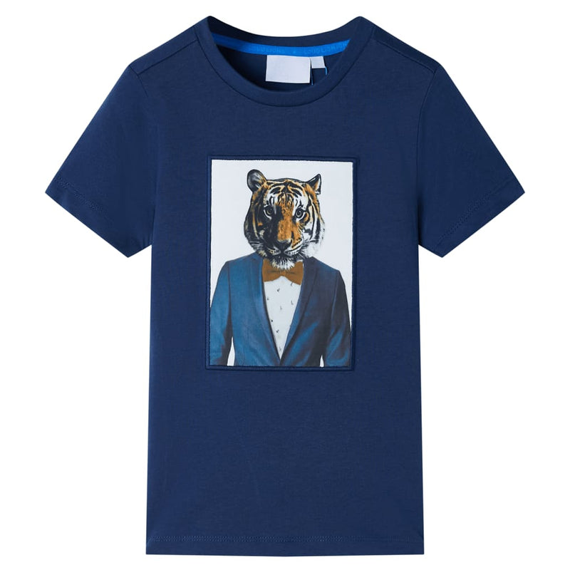 Camicia per bambini Vidaxl con maniche corte 104 blu scuro