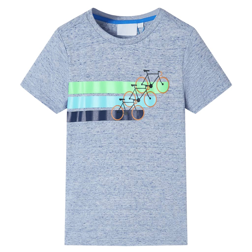 Camicia per bambini Vidaxl con maniche corte 128 blu misto