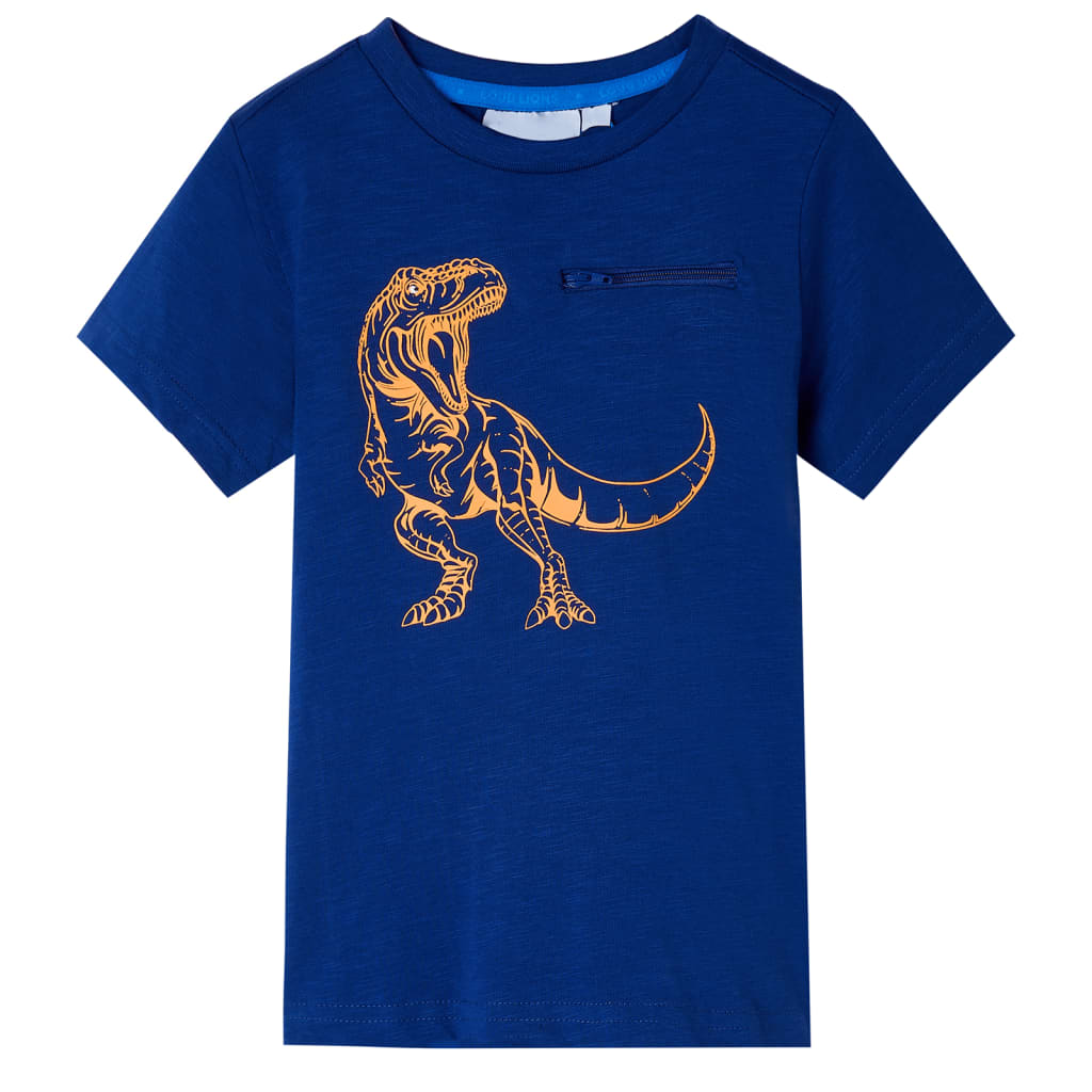 Camicia per bambini Vidaxl con maniche corte 128 blu scuro