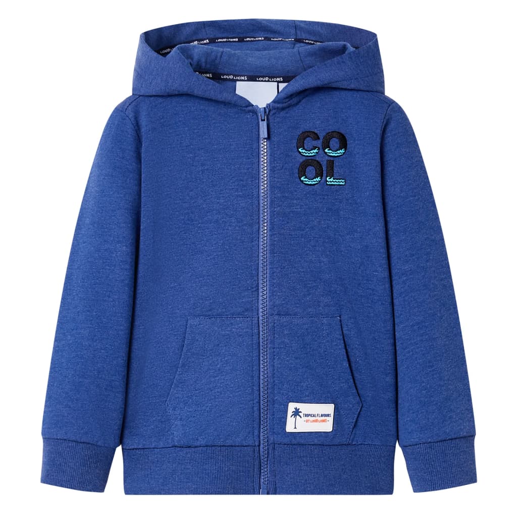 VidaXL Kindervest met capuchon en rits 104 gemêleerd donkerblauw