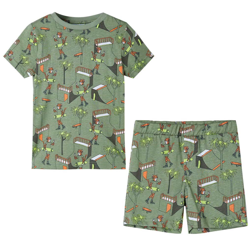 Vidaxl kinderpyjama met korte mouwen 128 lichtkakikleurig