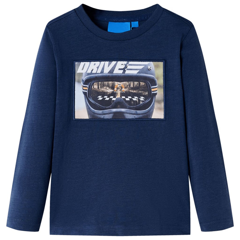 Camicia per bambini Vidaxl con maniche lunghe 140 blu navy mista