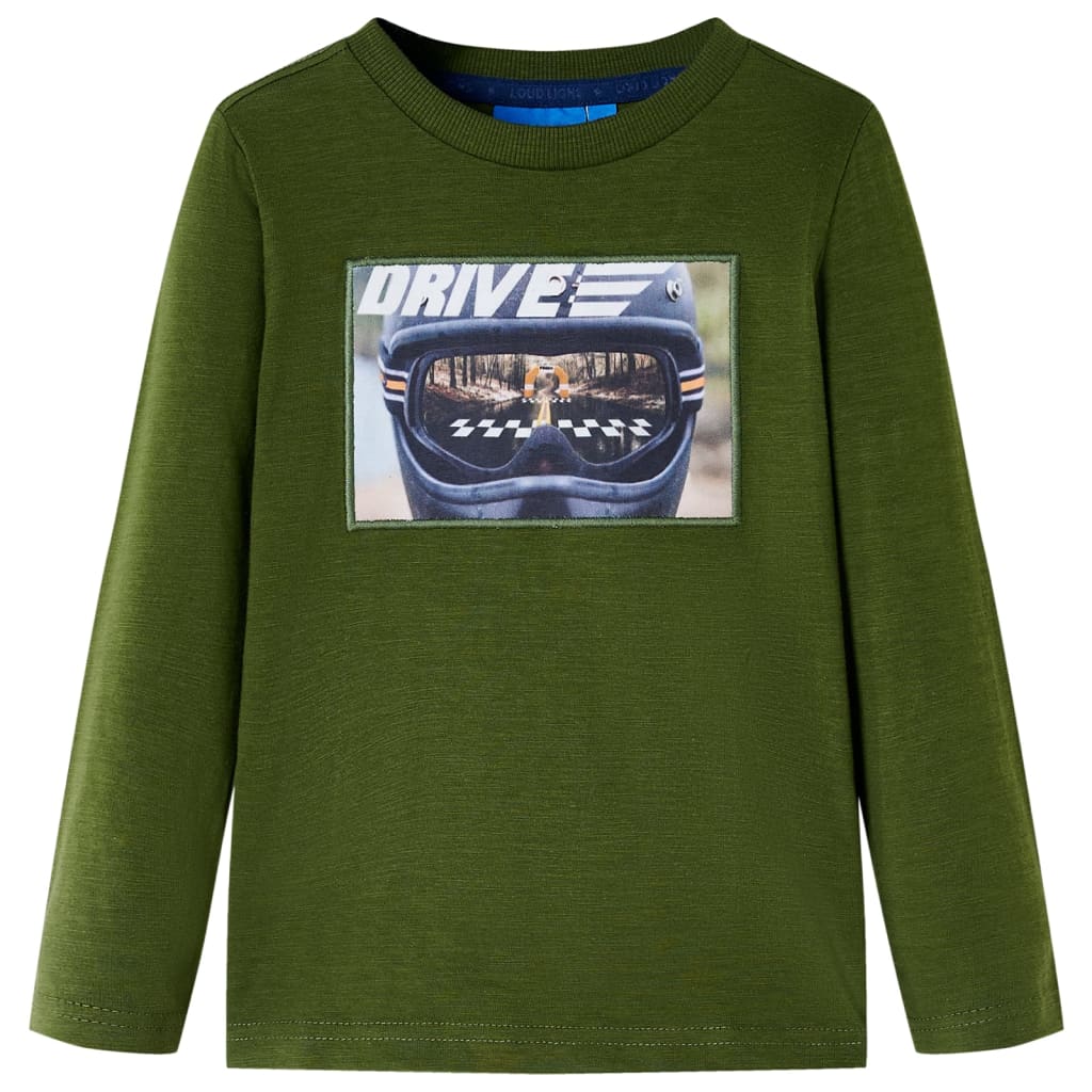 Camicia per bambini Vidaxl con maniche lunghe 128 kakikentig scuro