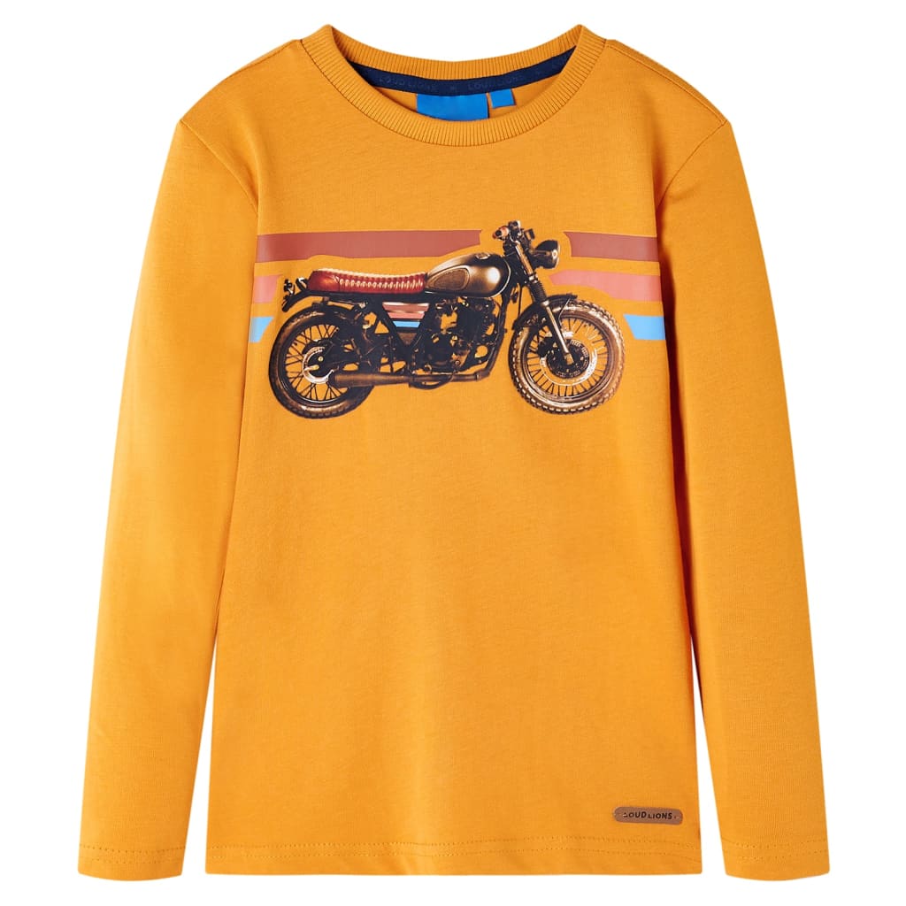 Camisa para niños de Vidaxl con mangas largas 92 ocre -color