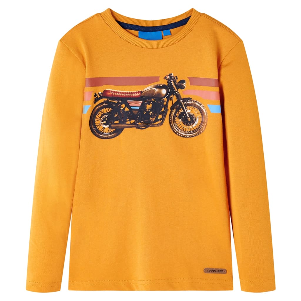 Camisa para niños de Vidaxl con mangas largas 116 ocre -color