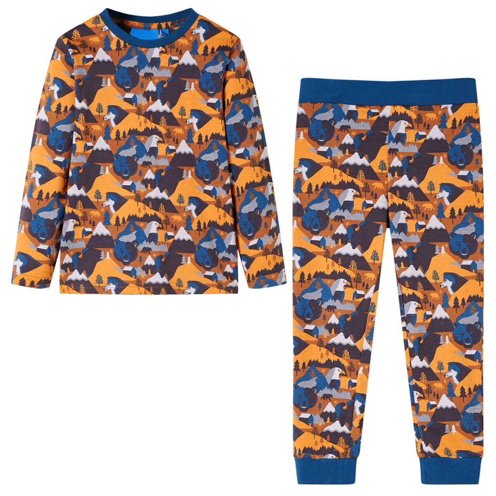 Vidaxl pijama para niños con mangas largas 92 Cognac