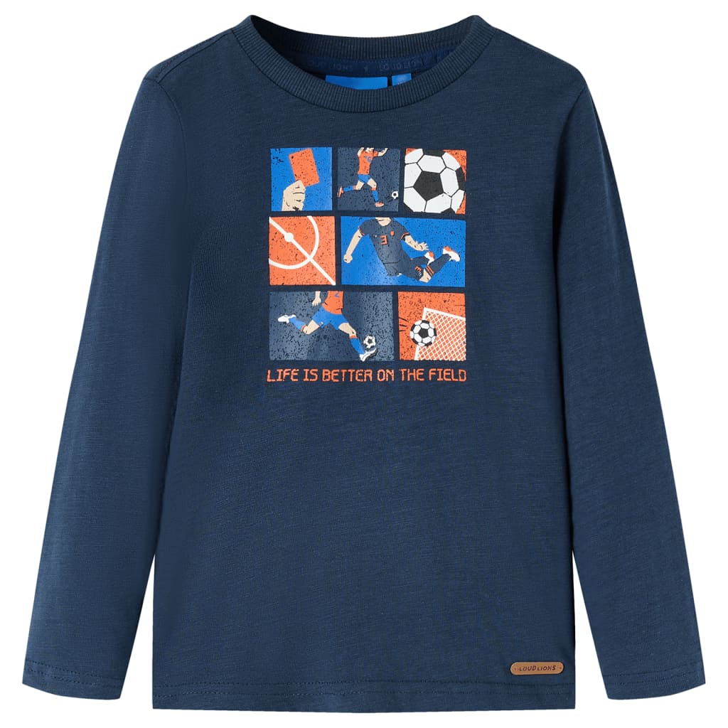 Camicia per bambini Vidaxl con maniche lunghe 116 blu navy mista