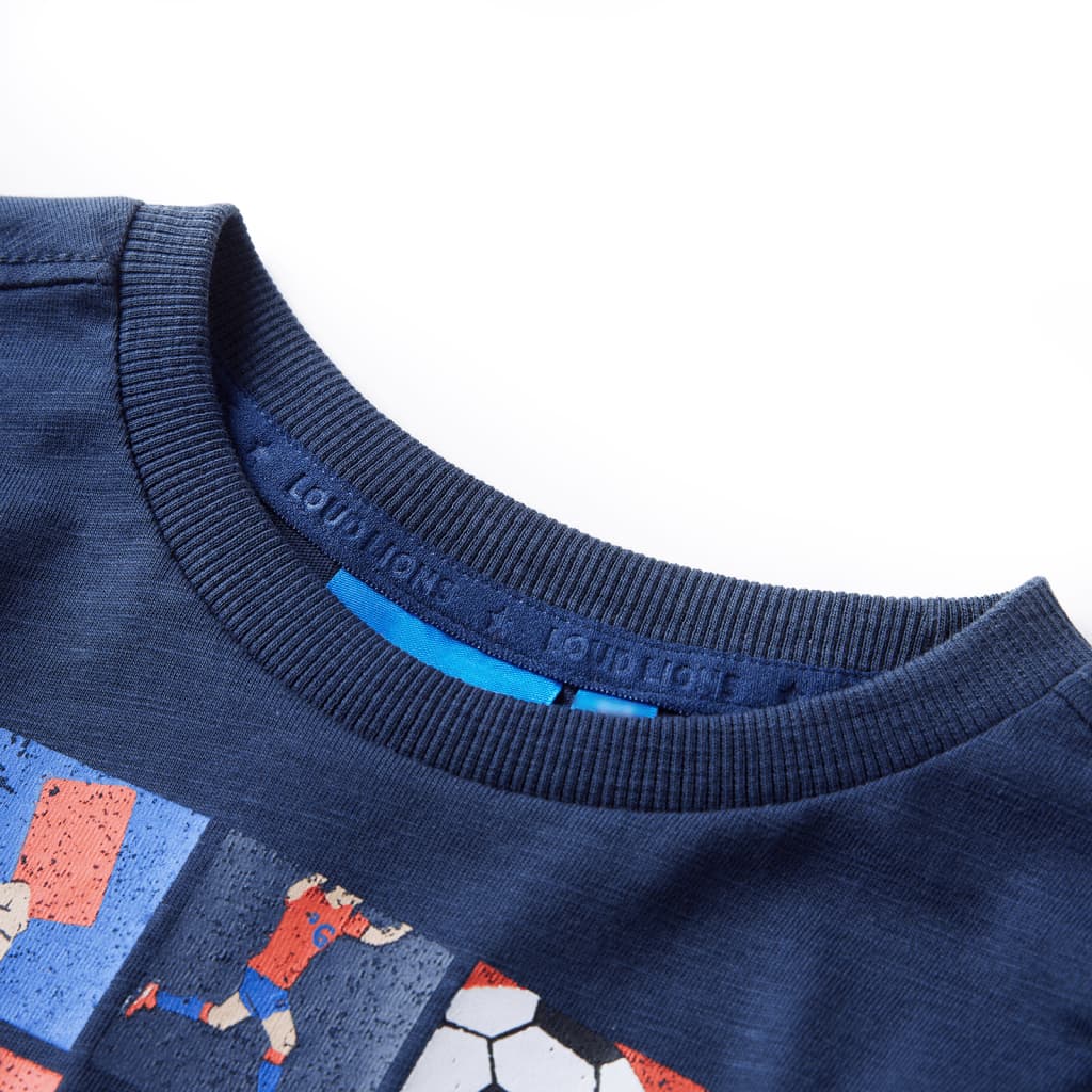 Camicia per bambini Vidaxl con maniche lunghe 116 blu navy mista