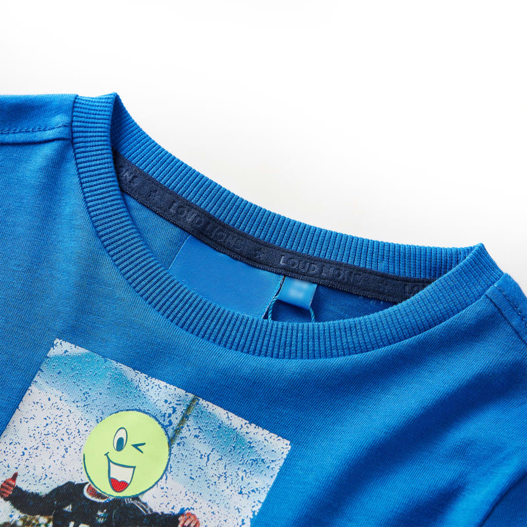 Camisa infantil de Vidaxl con mangas largas 116 Cobalt azul