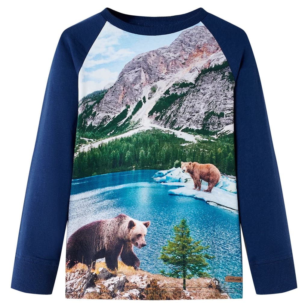Camicia per bambini Vidaxl con maniche lunghe 104 blu navy