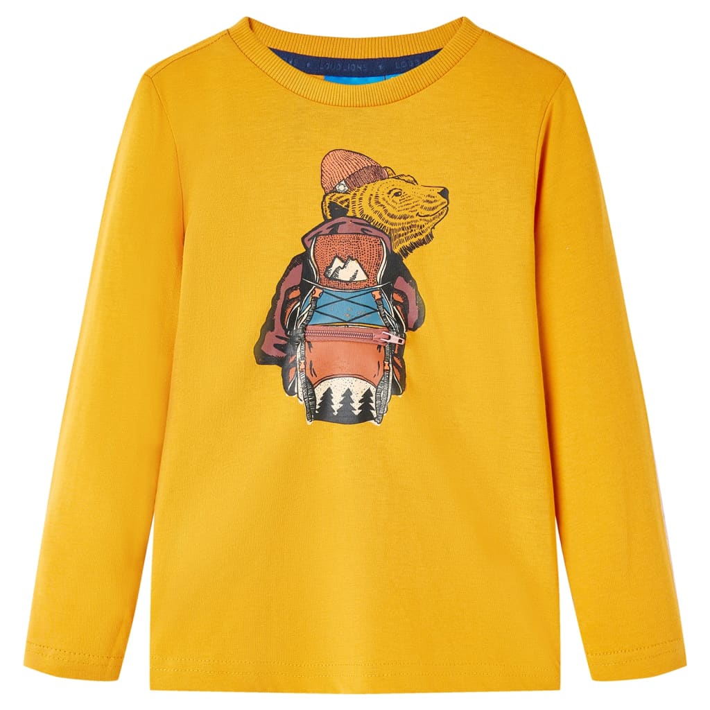 Camisa para niños de Vidaxl con mangas largas 92 ocre -color