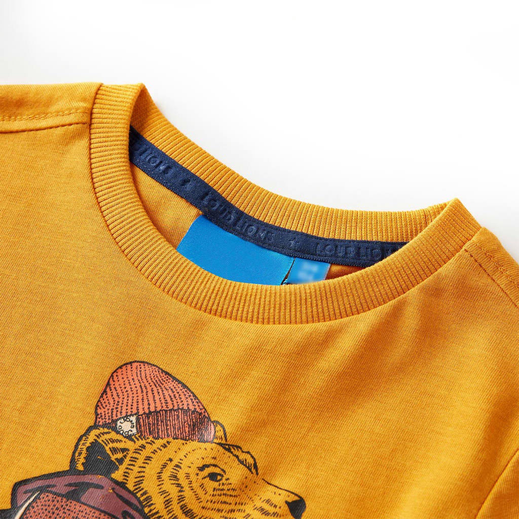 Camisa para niños de Vidaxl con mangas largas 92 ocre -color