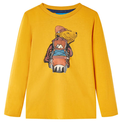 Camisa para niños de Vidaxl con mangas largas 104 ocre -color