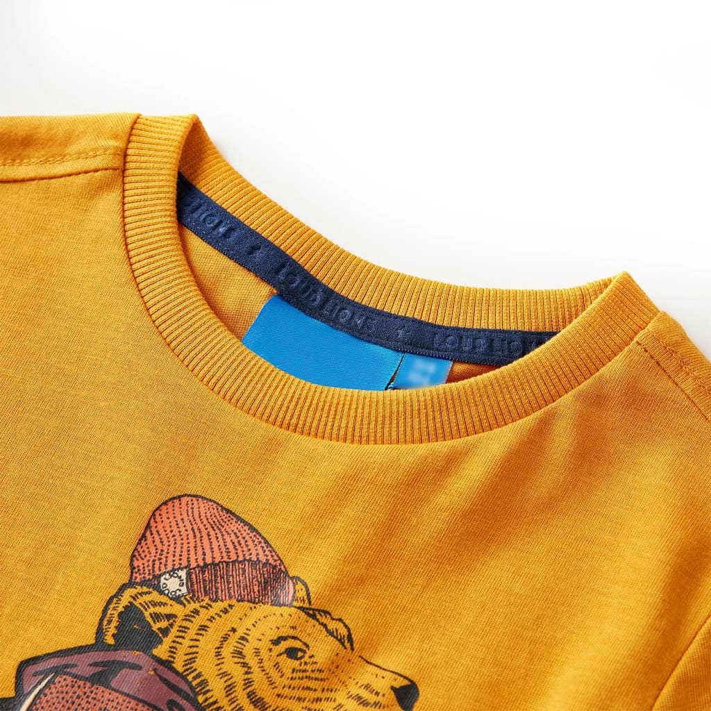 Camisa para niños de Vidaxl con mangas largas 104 ocre -color