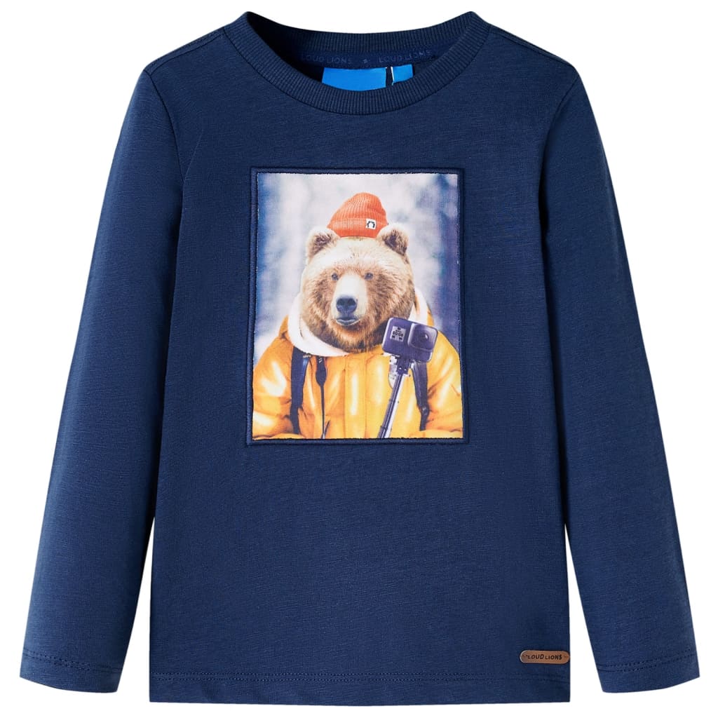 Camisa infantil de Vidaxl con mangas largas 92 azul marino mixto