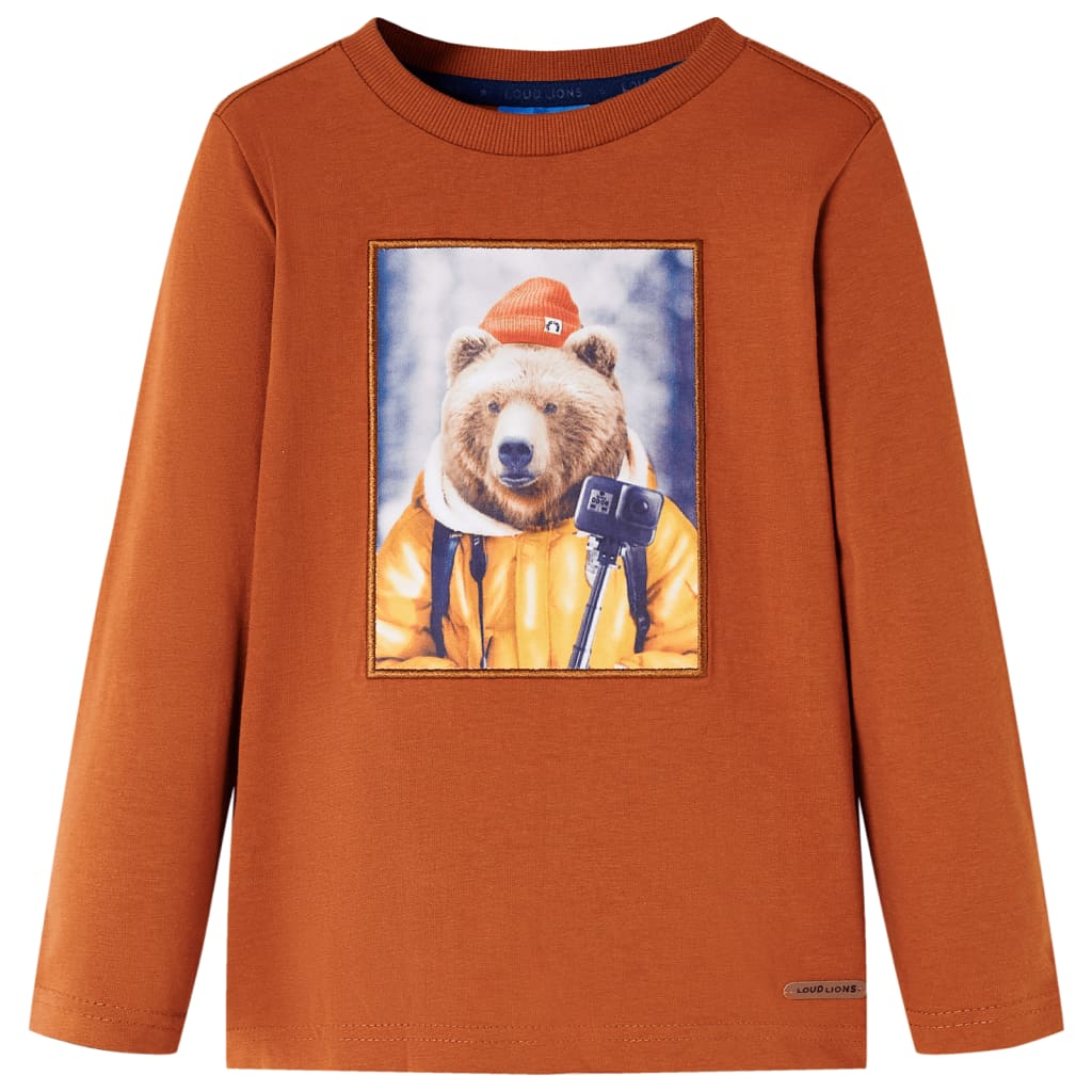 Camisa infantil de Vidaxl con mangas largas 92 Oranjebruin