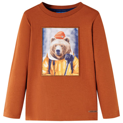 Camisa infantil de Vidaxl con mangas largas 92 Oranjebruin