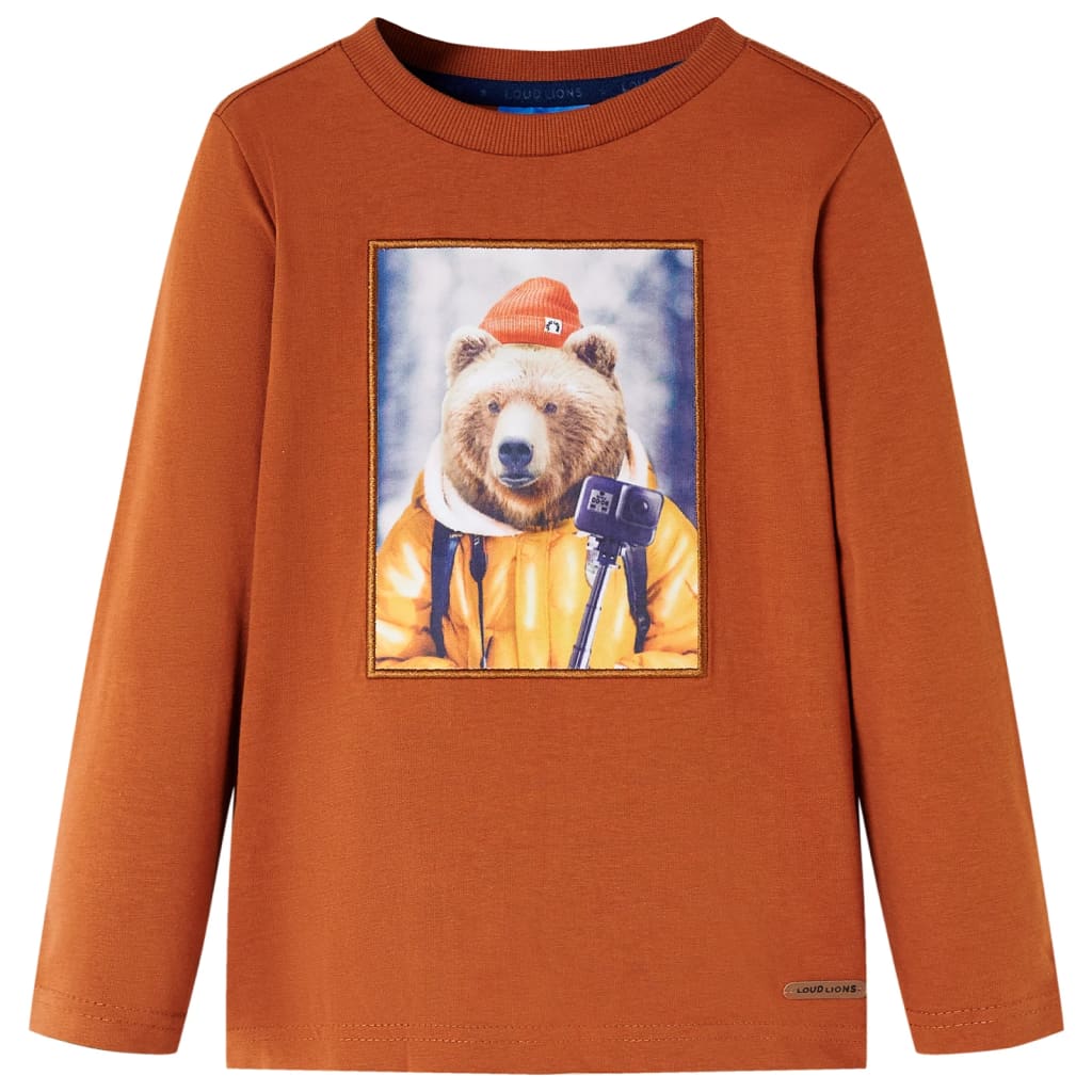 Camicia per bambini Vidaxl con maniche lunghe 128 Oranjebruin