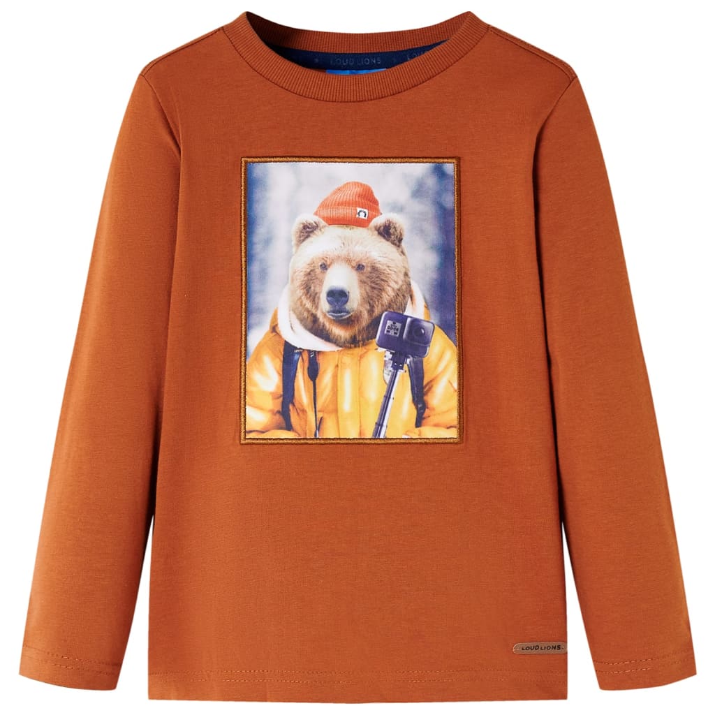 Camisa infantil de Vidaxl con mangas largas 140 Oranjebruin