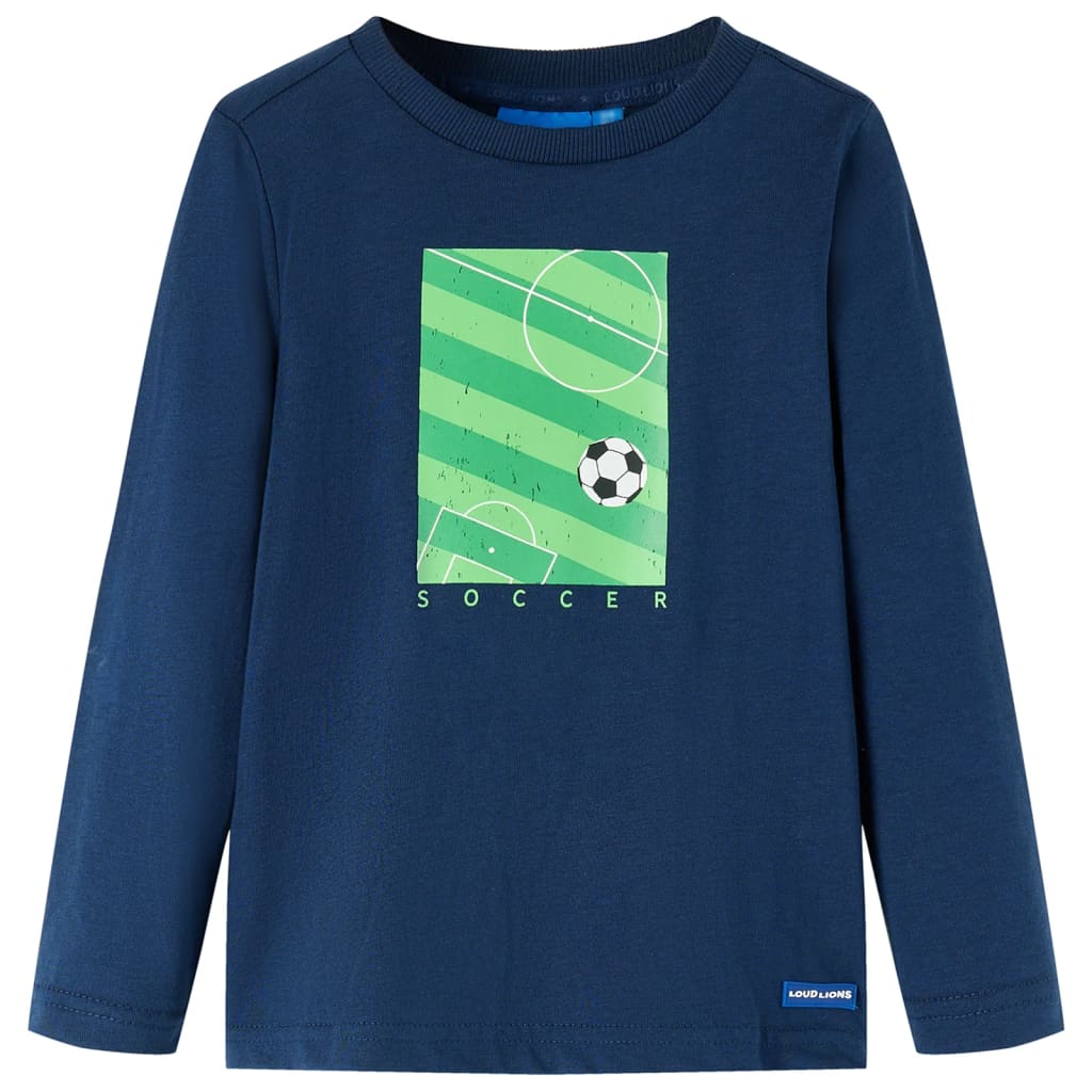 Camisa para niños de Vidaxl con mangas largas 92 azul marino