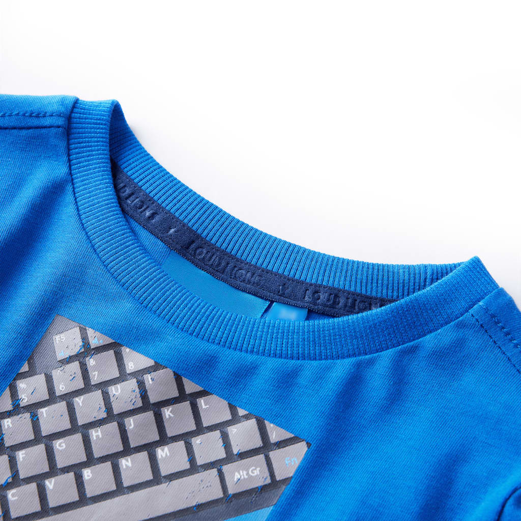 Camicia per bambini Vidaxl con maniche lunghe 128 cobalto blu